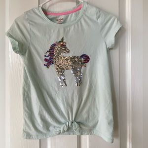 Girls Cat & Jack Double Sided Sequin Unicorn Shirt Size Large (10/12)